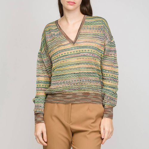 Brown V-Neck Cotton Blend Jumper - M Missoni - Modalova