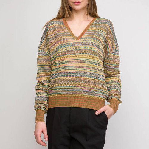 Tan V-Neck Cotton Blend Jumper - M Missoni - Modalova