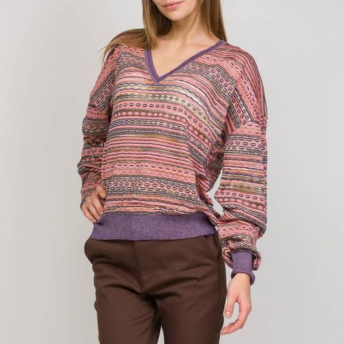 Pink/Purple V-Neck Cotton Blend Jumper - M Missoni - Modalova