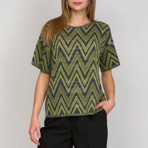 Navy/Green Patterned Wool Blend T-Shirt - M Missoni - Modalova
