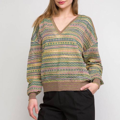 Green V-Neck Cotton Blend Jumper - M Missoni - Modalova