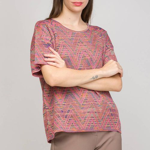 Pink/Blue Patterned Wool Blend T-Shirt - M Missoni - Modalova