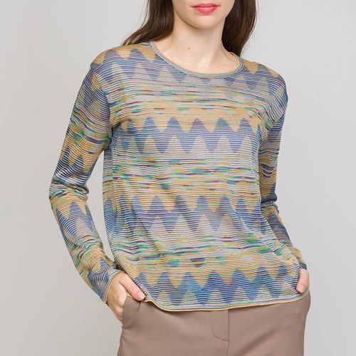 Blue/Yellow Pattern Cotton Wool Blend Top - M Missoni - Modalova