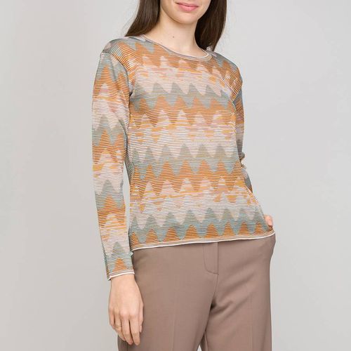 Orange/Blue Pattern Cotton Wool Blend Top - M Missoni - Modalova