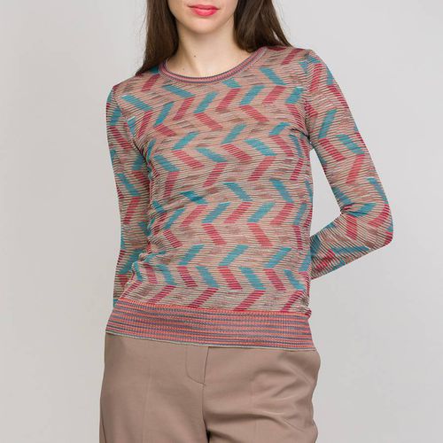 Pink/Blue Long Sleeve Wool Blend Top - M Missoni - Modalova