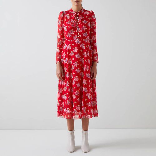 Red Keira Printed Silk Midi Dress - L K Bennett - Modalova