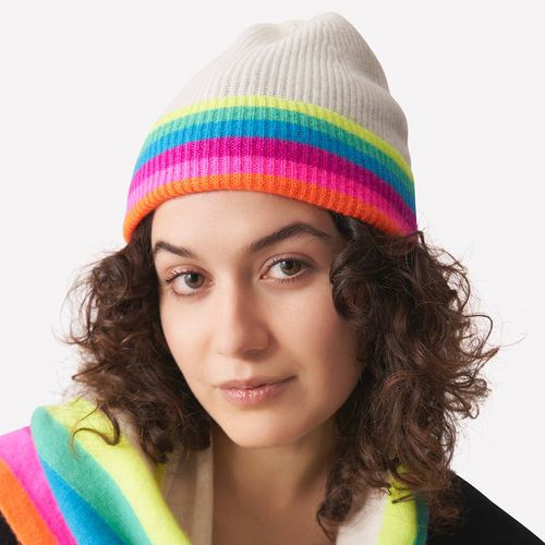 Organic With Neon Rainbow Stripes Cashmere Hat - Scott & Scott London - Modalova