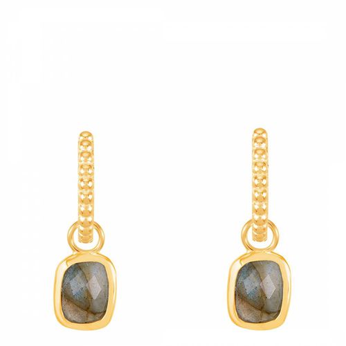 Gold Labradorite Dotty Huggie Hoops - Dower & Hall - Modalova