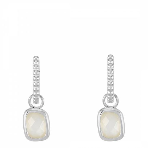 Silver Moonstone Dotty Huggie Hoops - Dower & Hall - Modalova