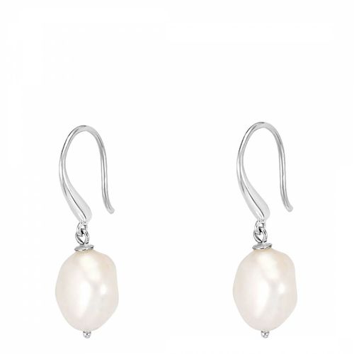 Silver White Baroque Pearl Earrings - Dower & Hall - Modalova