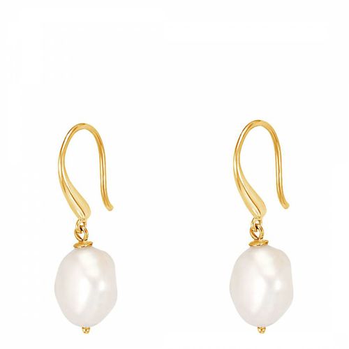 Gold White Baroque Pearl Earrings - Dower & Hall - Modalova