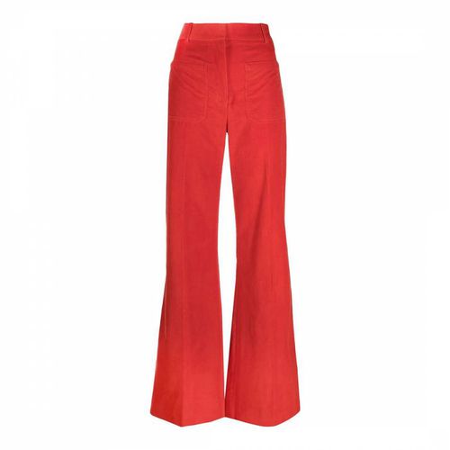 Red Flare Cotton Trousers - Victoria Beckham - Modalova