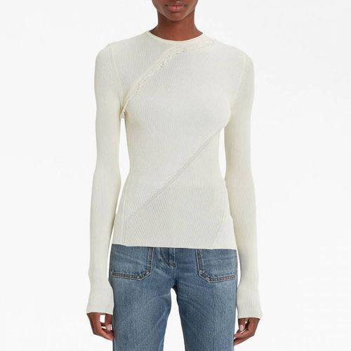 Cream Long Sleeve Cotton Blend Top - Victoria Beckham - Modalova