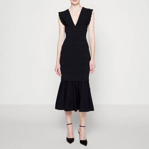 Black V-Neck Frill Midi Dress - Victoria Beckham - Modalova