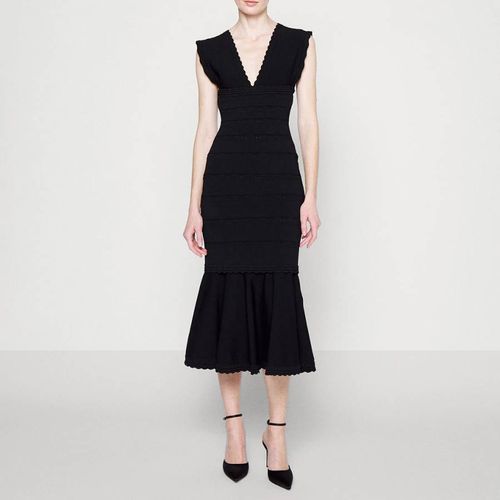 Black V-Neck Frill Midi Dress - Victoria Beckham - Modalova