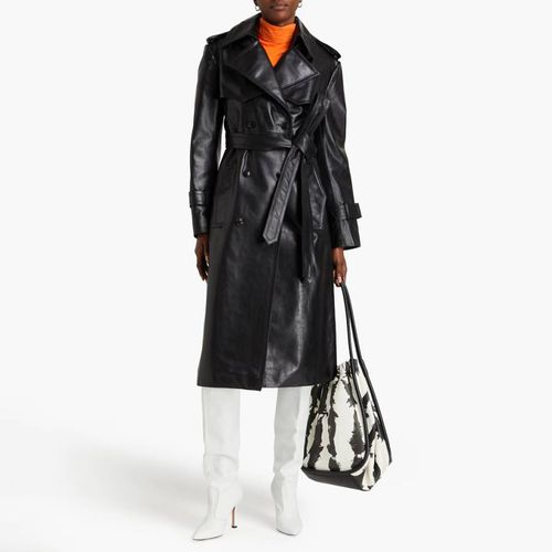 Double Breasted Leather Trench Coat - Victoria Beckham - Modalova