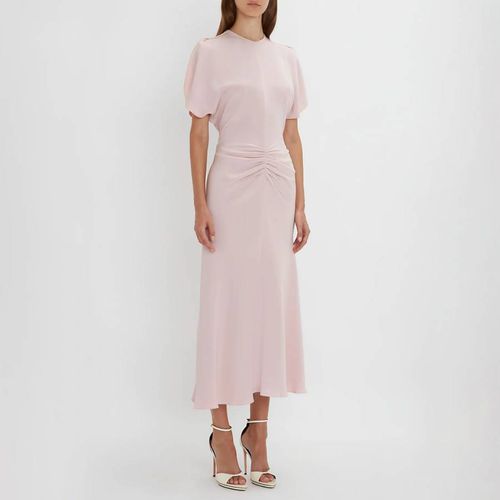 Pale Pink Ruched Midi Dress - Victoria Beckham - Modalova