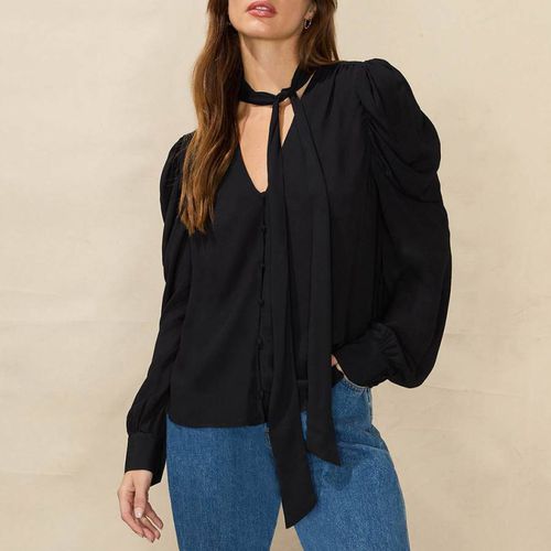 Black Tie Neck Blouse - Ro & Zo - Modalova