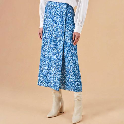 Blue Floral Printed Wrap Skirt - Ro & Zo - Modalova