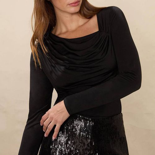 Black Asymmetic neckline Jersey Top - Ro & Zo - Modalova