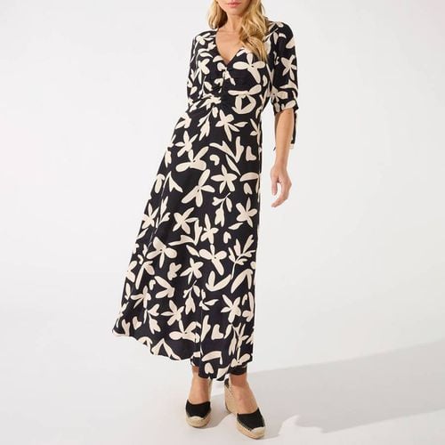 Cream Leaf Print Keyhole Midi Dress - Ro & Zo - Modalova