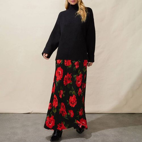 Black/Red Rose Print Skirt - Ro & Zo - Modalova