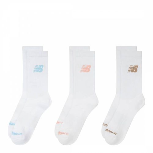 White Logo Stripe Crew Sock 3 Pack - New Balance - Modalova