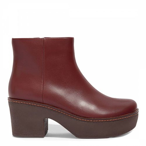 Brown Pilar Leather Heeled Ankle Boots - FitFlop - Modalova