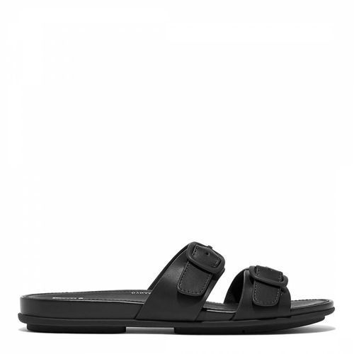 Midnight Gracie Rubber Double Buckle Leather Slides - FitFlop - Modalova
