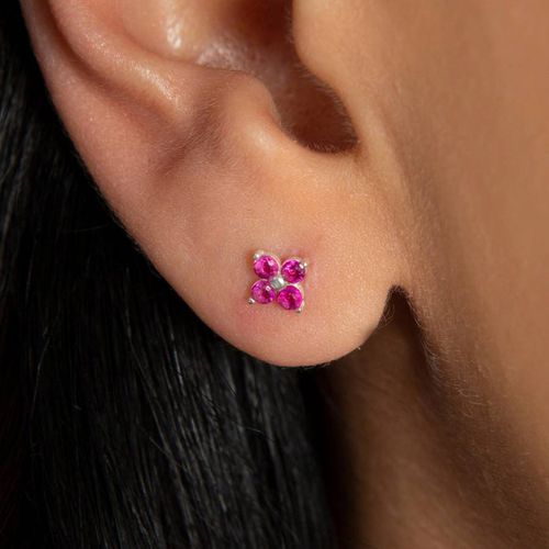 Pink Gemstone Earring - Elika - Modalova