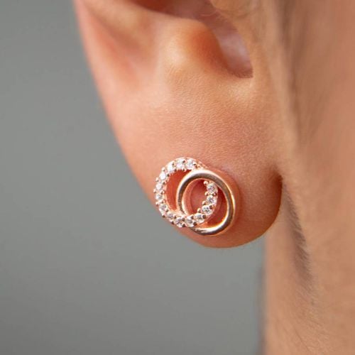 Double Ring Earring - Elika - Modalova