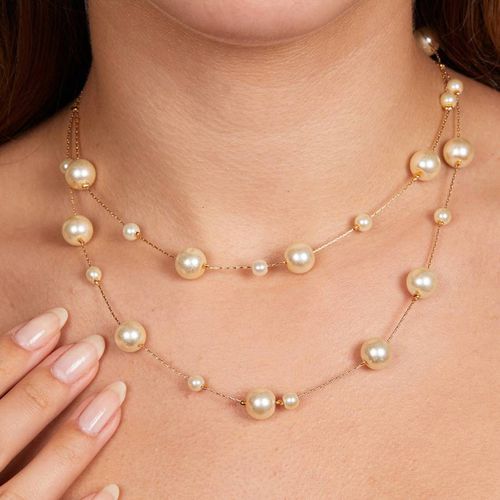 Gold Pearl Necklace - Elika - Modalova