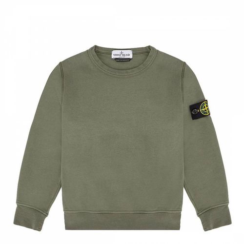 Khaki Crew Neck Cotton Fleece Sweatshirt - Stone Island - Modalova