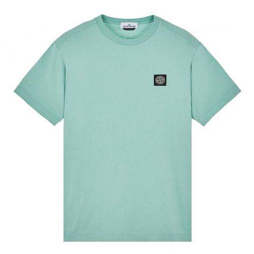 Turquoise Square Logo Cotton T-Shirt - Stone Island - Modalova