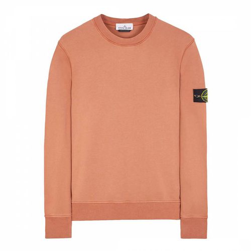 Orange Cotton Fleece Sweatshirt - Stone Island - Modalova