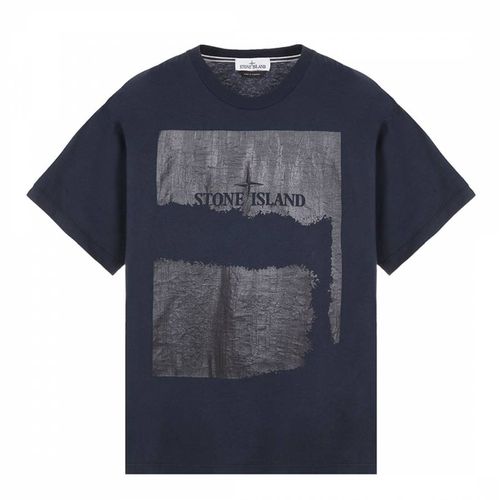 Navy ′Scratch Paint Two′ Cotton T-Shirt - Stone Island - Modalova