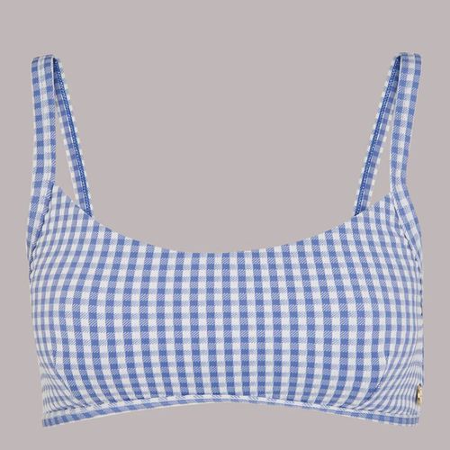 Blue Gingham Texture Bikini Top - WHISTLES - Modalova