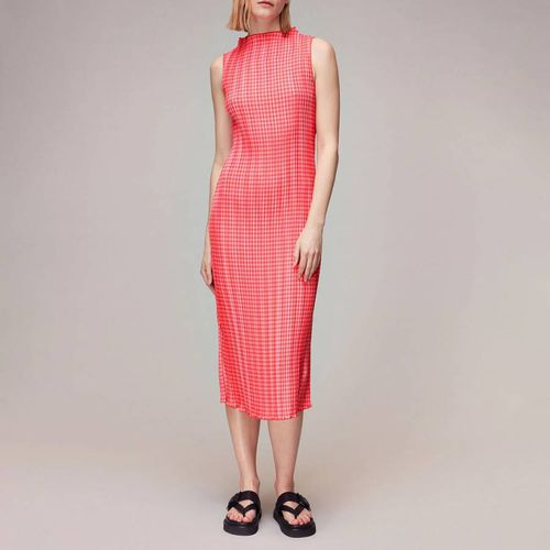 Pink Houndstooth Plisse Midi Dress - WHISTLES - Modalova