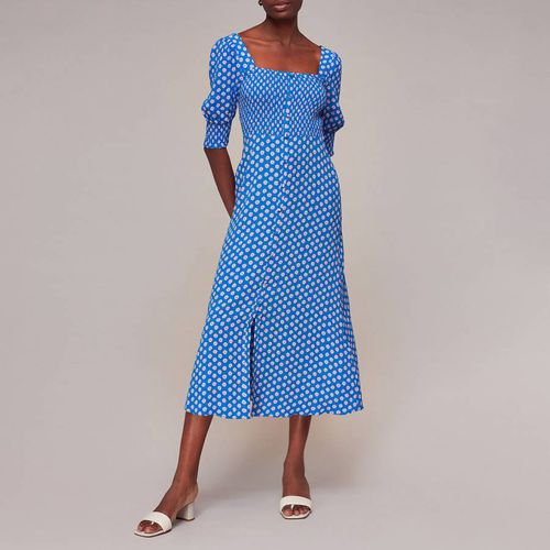 Blue Floral Sunburst Shirred Dress - WHISTLES - Modalova
