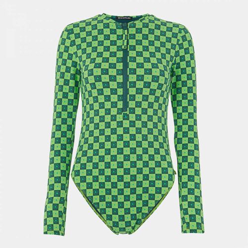 Green Suncheck Long Sleeve Swimsuit - WHISTLES - Modalova