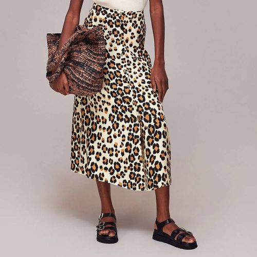 Brown Animal Print Button Skirt - WHISTLES - Modalova