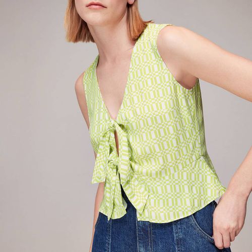 Yellow Link Check Tie Front Top - WHISTLES - Modalova