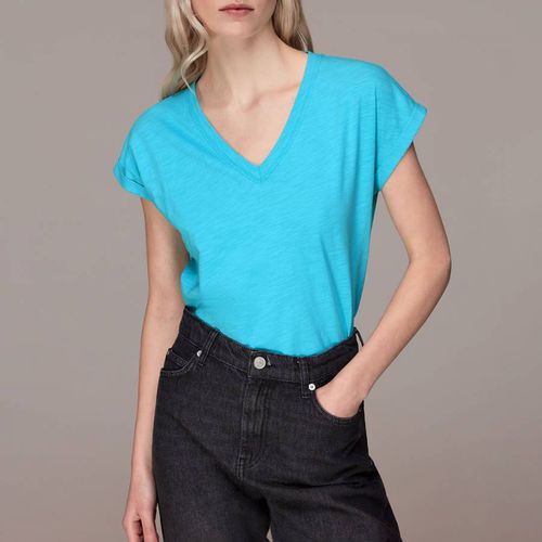 Blue Willa V-Neck Cotton T-Shirt - WHISTLES - Modalova