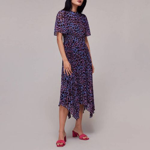 Purple Animal Print Pleated Dress - WHISTLES - Modalova