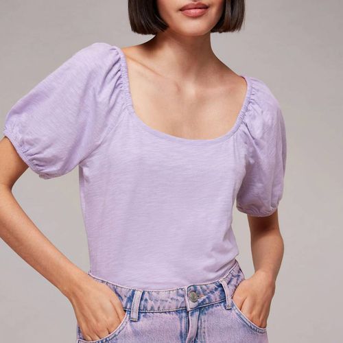 Lilac Square Neck Cotton Top - WHISTLES - Modalova