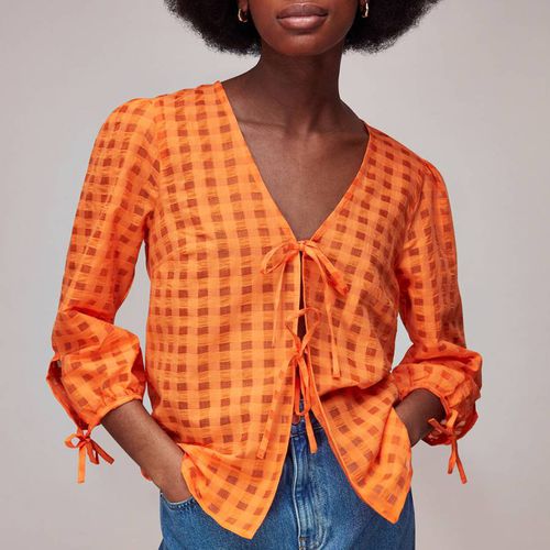 Orange Gina Seersucker Cotton Blend Blouse - WHISTLES - Modalova