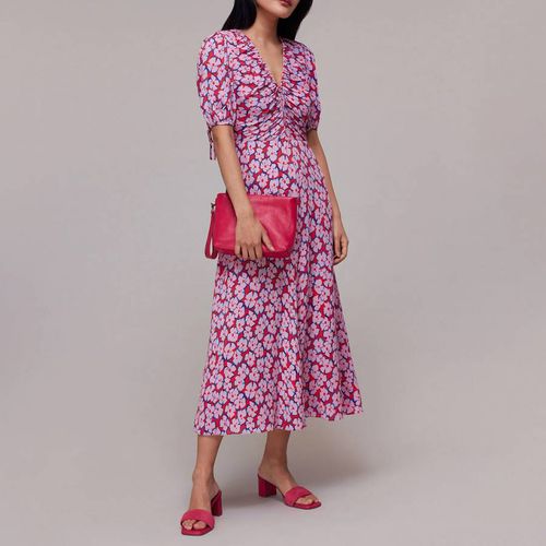Pink Farfalle Flower Midi Dress - WHISTLES - Modalova