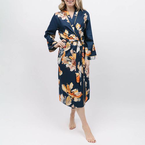 Navy Cosmo Floral Print Dressing Gown - Cyberjammies - Modalova