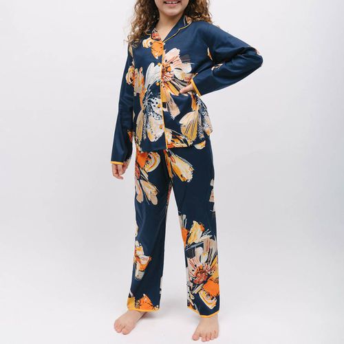 Navy Cosmo Girls Floral Print Pyjama Set - Cyberjammies - Modalova