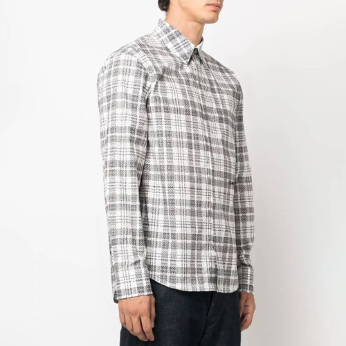 Grey Check Printed Cotton Shirt - HELMUT LANG - Modalova